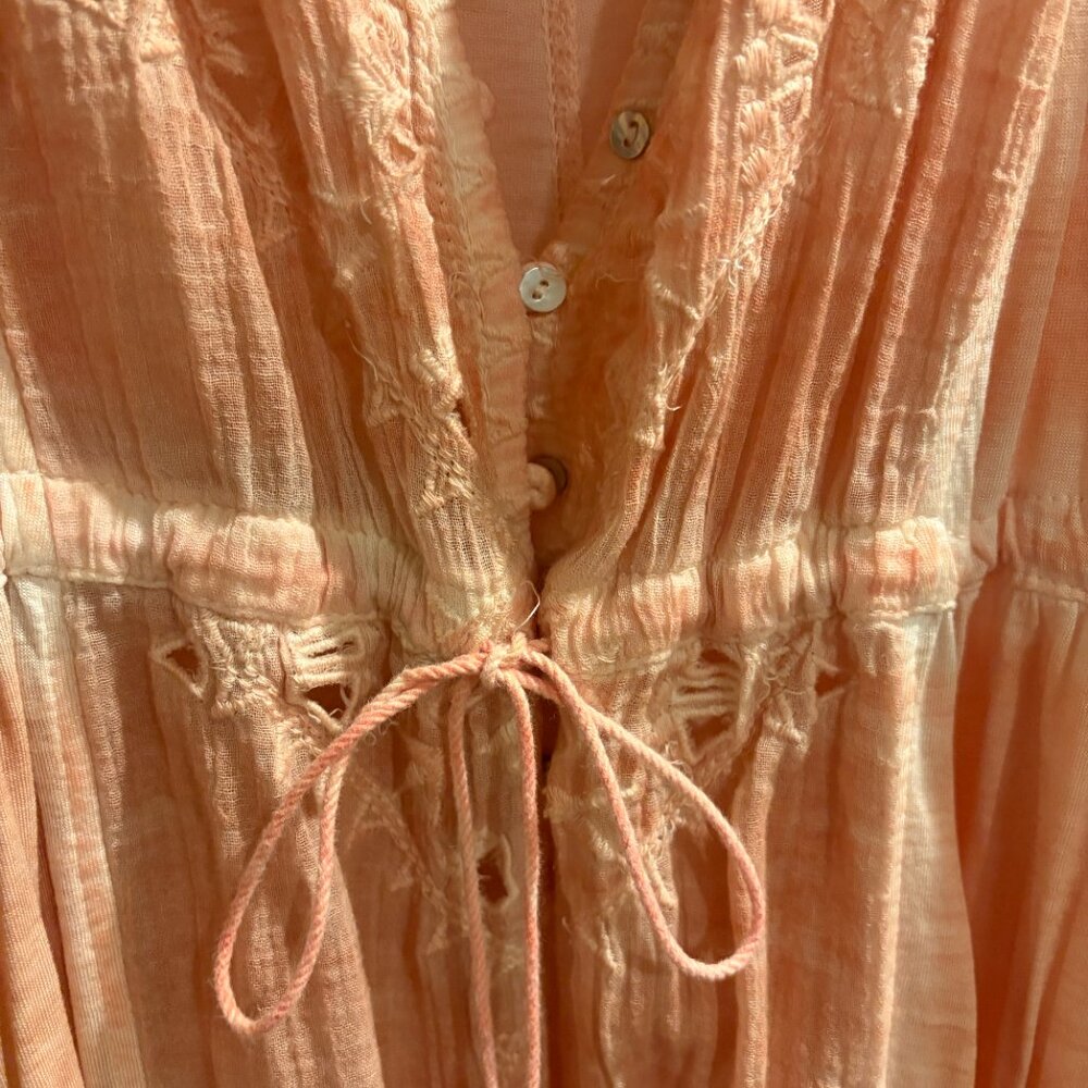 Free People Peach Duster, Sleeveless Open Tie Front Midi Dress/Cover Up - Medium - Picture 8 of 10